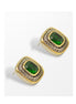 Two Tone Emerald  Square cable Earrings for Women #73014ER-EM-GR  (FF9)