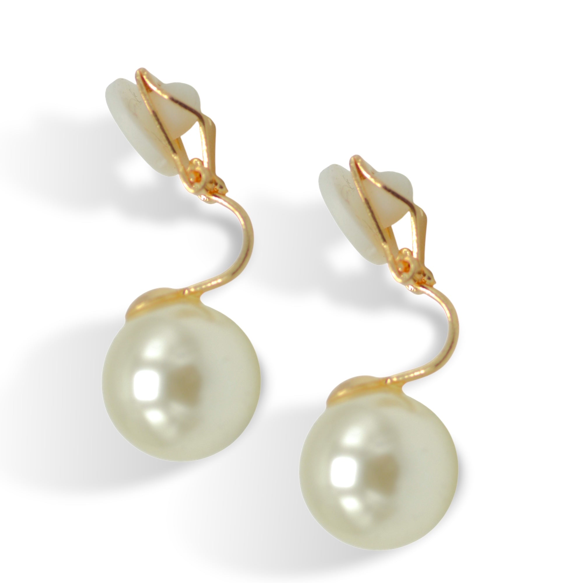 Timeless Cream Pearl & Gold Clip-On Earrings 0.8