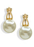 Timeless Cream Pearl & Gold Clip-On Earrings 0.8"#HNE90907GD (SHAC8