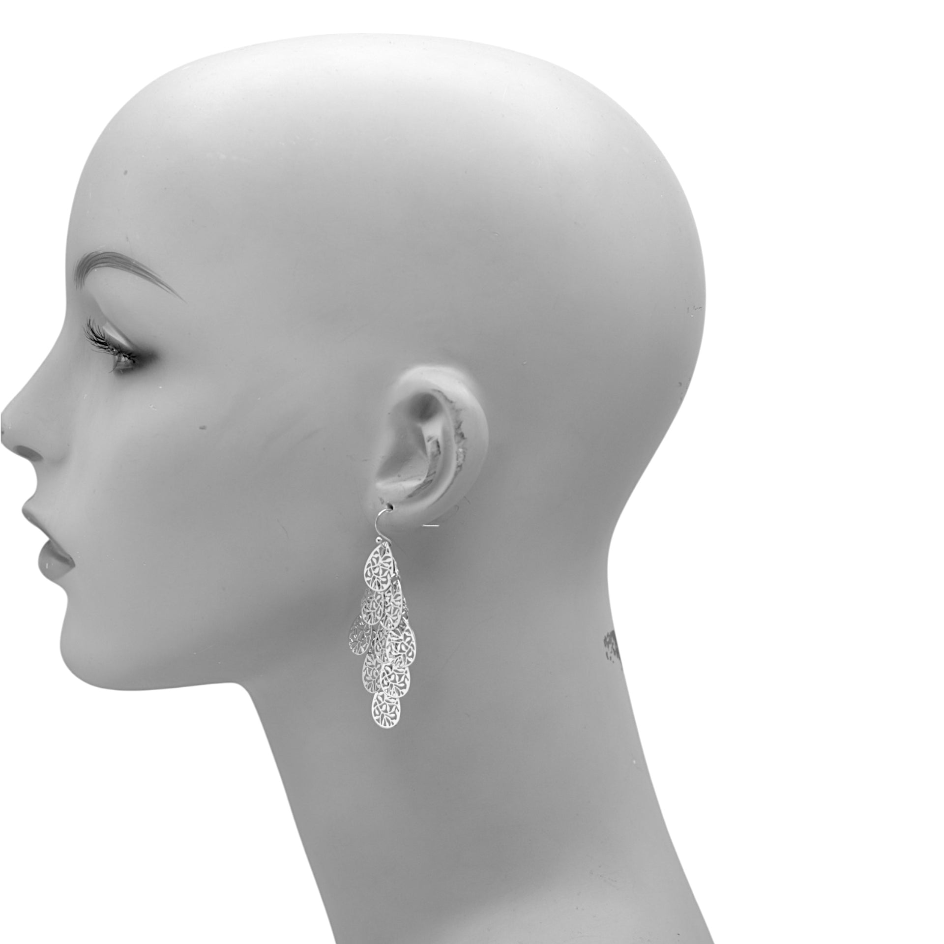 Rhodium-Tone Filigree Chandelier Earrings – 2.25