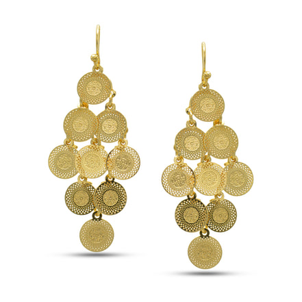 Gold Multi Circle Chandelier Earring  #HNE90853GD (OH19)