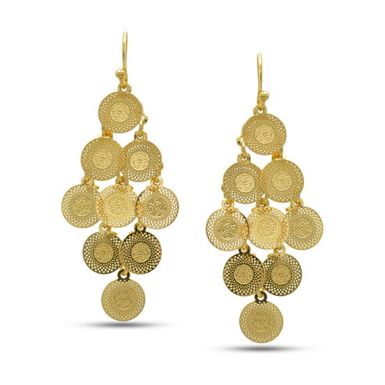 Gold Multi Circle Chandelier Earring  #HNE90853GD (OH19)