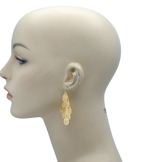 Gold-Tone Filigree Chandelier Earrings – 2.25" Long #HNE90850GD (SHBE10)
