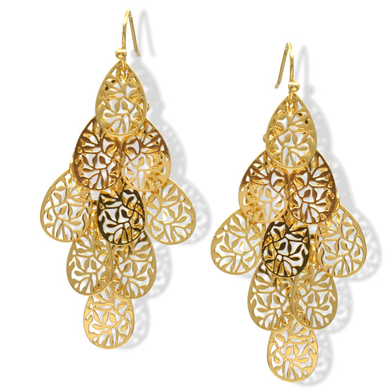 Gold-Tone Filigree Chandelier Earrings – 2.25" Long #HNE90850GD (SHBE10)