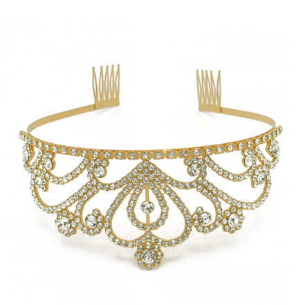 Gold Crystal head piece for Bridal crown topper hair peace #HNT90927G