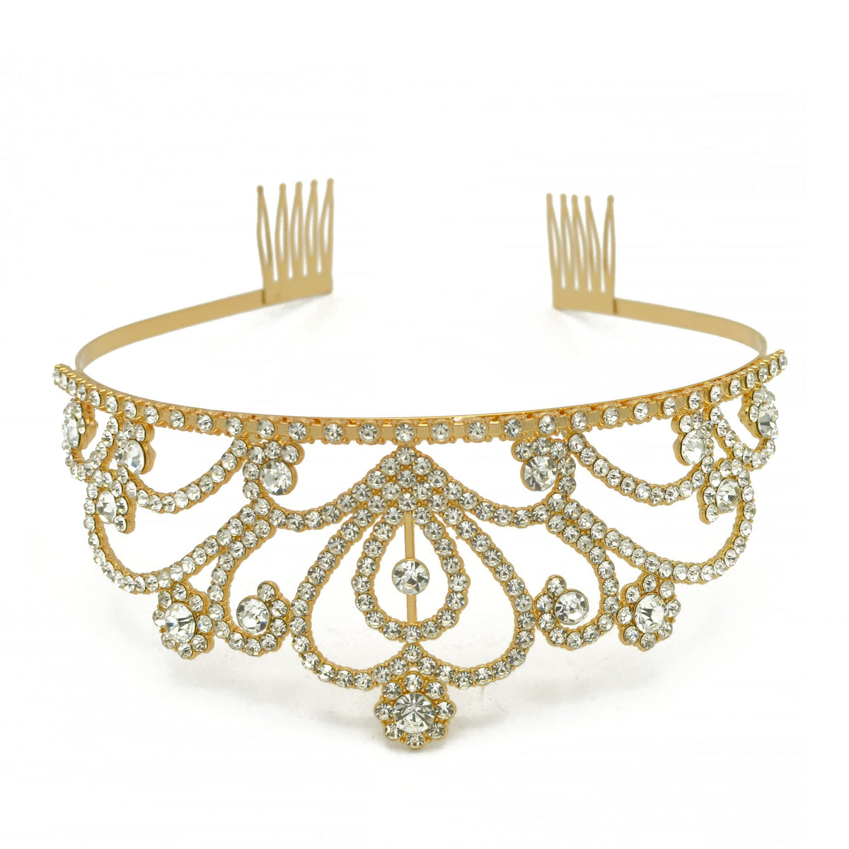 Gold Crystal head piece for Bridal crown topper hair peace #HNT90927G