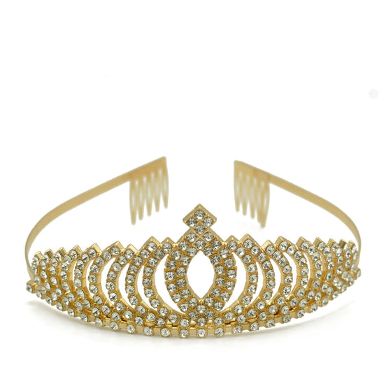 Gold Crystal head piece for Bridal crown topper hair peace $#HNT90934G