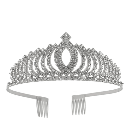 Silver Crystal head piece for Bridal crown topper hair peace #HNT90934S