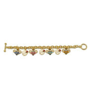 Gold Crystal multi color Bee and flower charm Bracelet #HNB90886GDMUT(JE9)