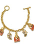 Gold Crystal Shoe and Orange Hand Bag Charm Bracelet #HNB90888GDOR(JH6)