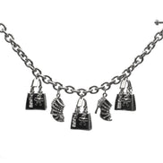 Rhodium Crystal Shoe and Hand Bag Charm Bracelet #HNB90888RDBK