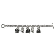 Rhodium Crystal Shoe and Hand Bag Charm Bracelet #HNB90888RDBK