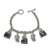 Rhodium Crystal Shoe and Hand Bag Charm Bracelet #HNB90888RDBK
