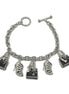 Rhodium Crystal Shoe and Hand Bag Charm Bracelet #HNB90888RDBK