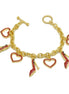 Gold with Red Shoe and Heart Charms Bracelet #HNB90891GDRD(JF7)