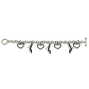 Gold with Black Shoe and Heart Charms Bracelet #HNB90891RDBK(JF7)