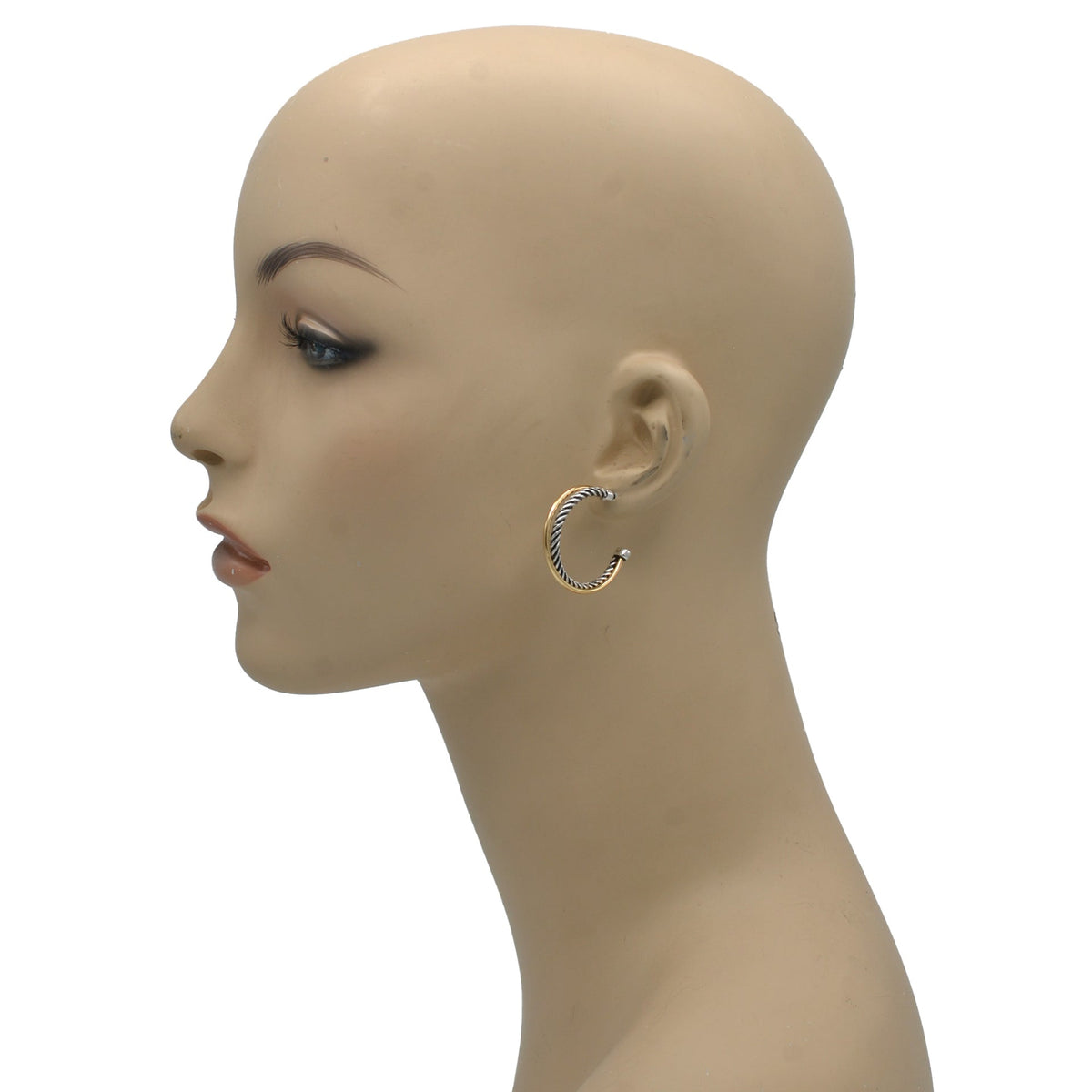Two Tone Crossover  large Hoop Earrings# HNE90906