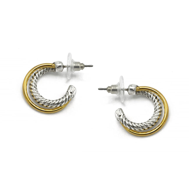 Two Tone Crossover small Hoop Earrings# HNE90905(FC22)
