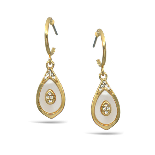 Gold Teardrop Mother of pear earrings #HNE90881GD
