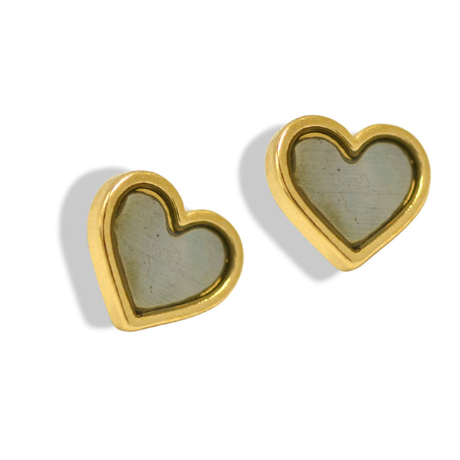 Solid Gold tone Heart Stud Earrings 0.5"#HNE90884-ASSORTED