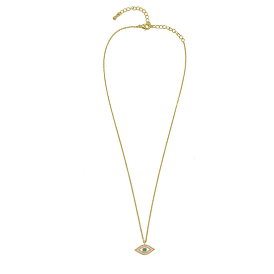 Gold crystal evil eye turquoise stone pendant necklace#HNN90858G(LE17)