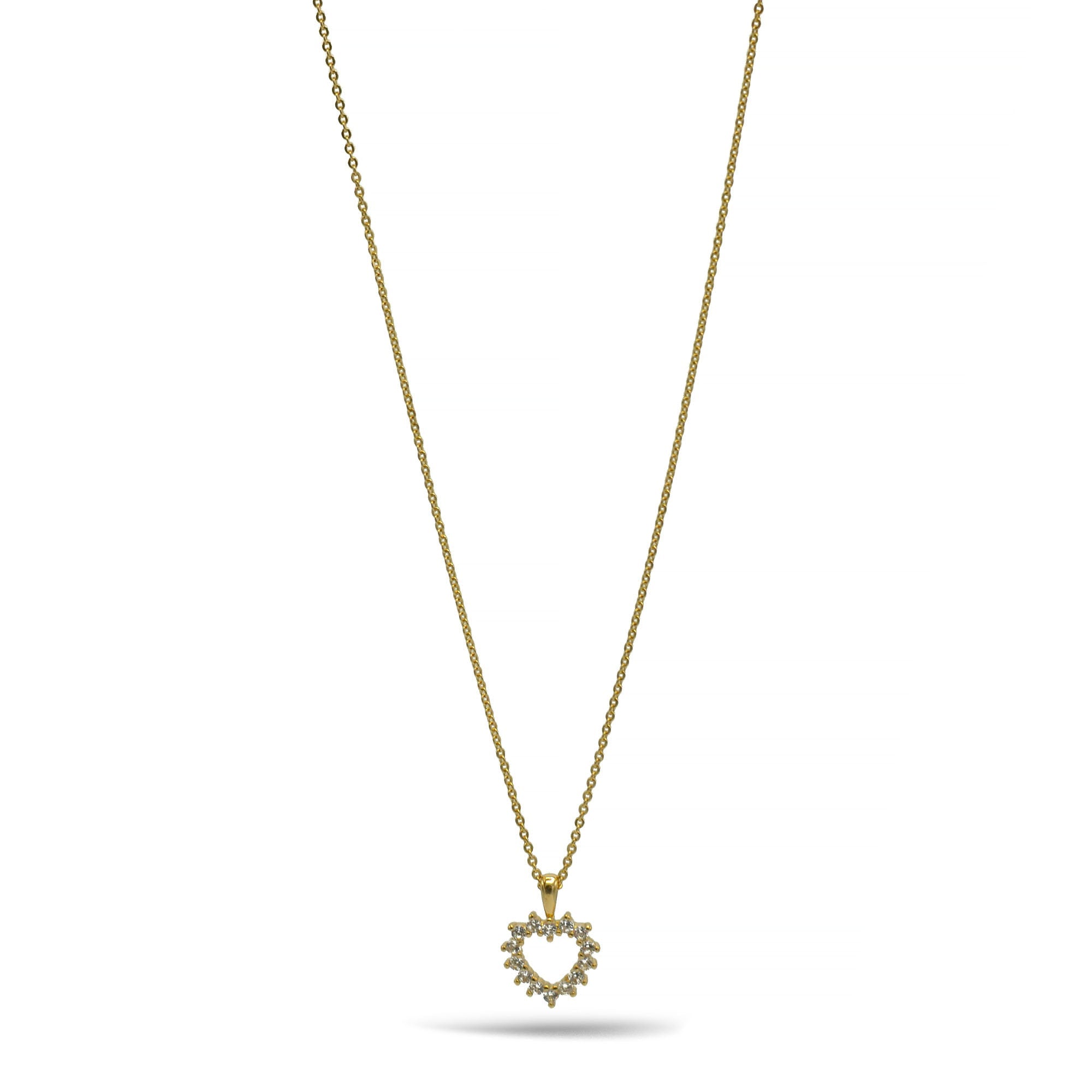 Gold open heart Crystal Pendant Necklace #HNN90859G(LH18)