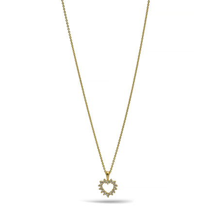 Gold open heart Crystal Pendant Necklace #HNN90859G(LH18)