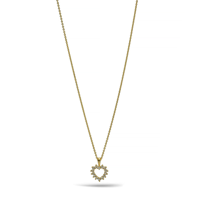 Gold open heart Crystal Pendant Necklace #HNN90859G(LH18)