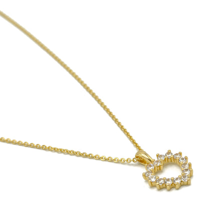 Gold open heart Crystal Pendant Necklace #HNN90859G(LH18)