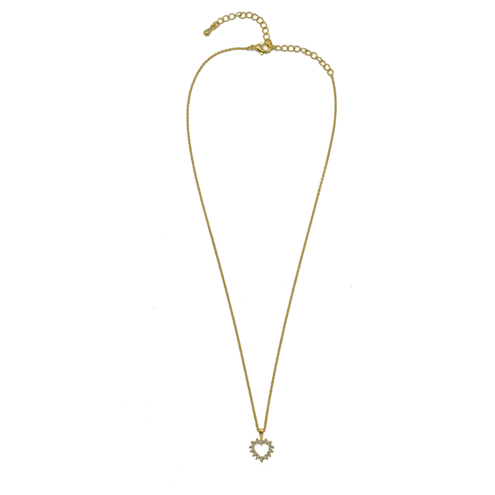 Gold open heart Crystal Pendant Necklace #HNN90859G(LH18)