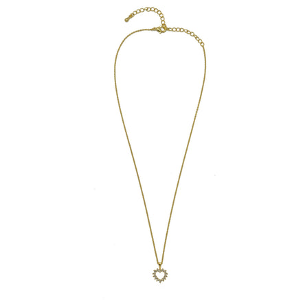 Gold open heart Crystal Pendant Necklace #HNN90859G(LH18)