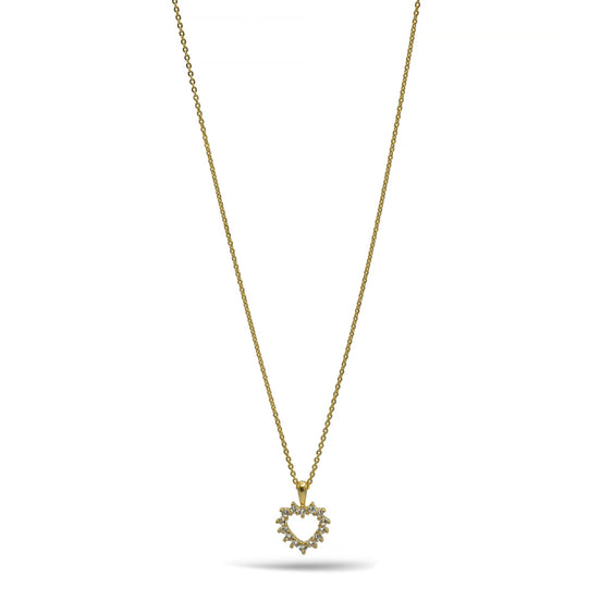 Gold open heart Crystal Pendant Necklace #HNN90859G(LH18)