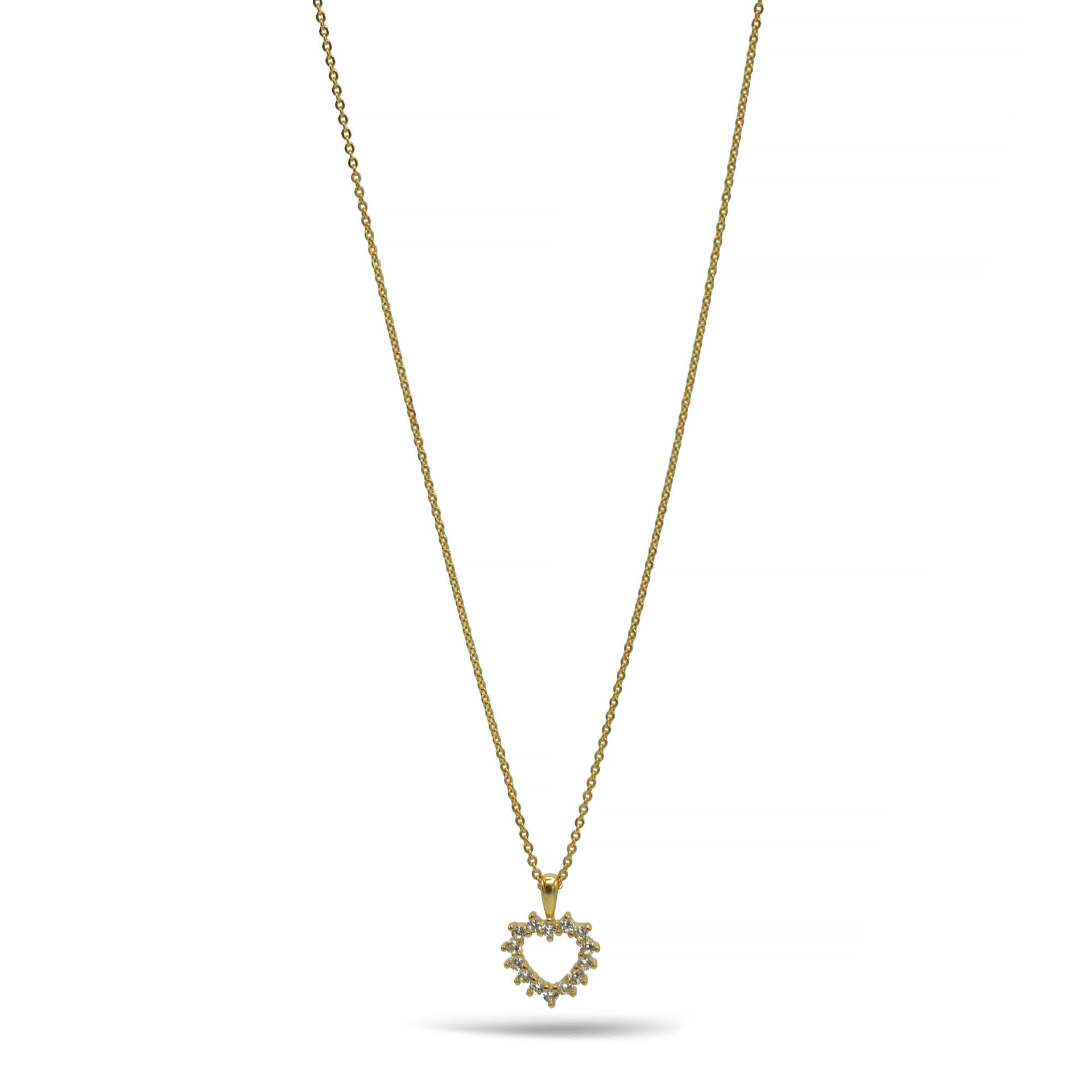 Gold open heart Crystal Pendant Necklace #HNN90859G(LH18)