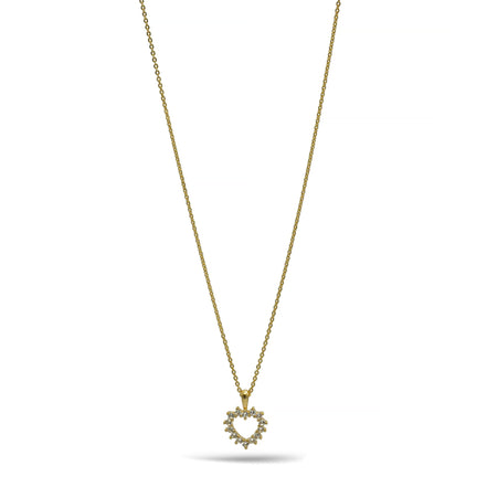Gold open heart Crystal Pendant Necklace #HNN90859G(LH18)