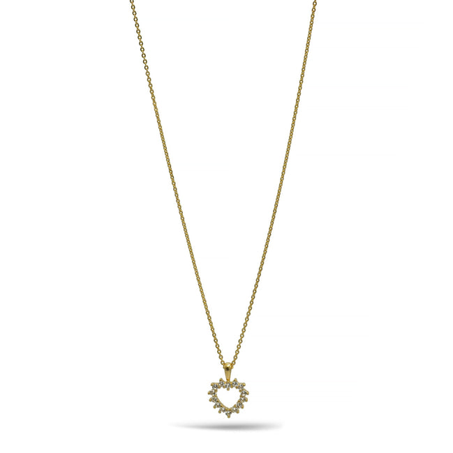 Gold open heart Crystal Pendant Necklace #HNN90859G(LH18)