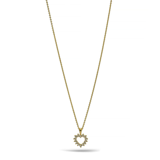 Gold open heart Crystal Pendant Necklace #HNN90859G(LH18)