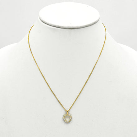 Gold open heart Crystal Pendant Necklace #HNN90859G(LH18)