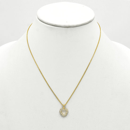 Gold open heart Crystal Pendant Necklace #HNN90859G(LH18)