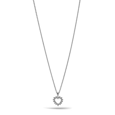 Rhodium open heart Crystal Pendant Necklace #HNN90859R(LH18)