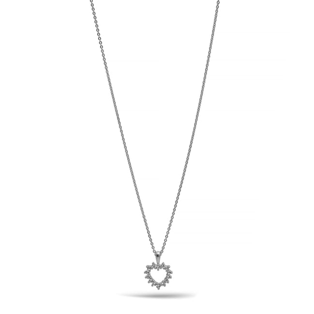 Rhodium open heart Crystal Pendant Necklace #HNN90859R(LH18)