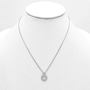 Rhodium open heart Crystal Pendant Necklace #HNN90859R(LH18)