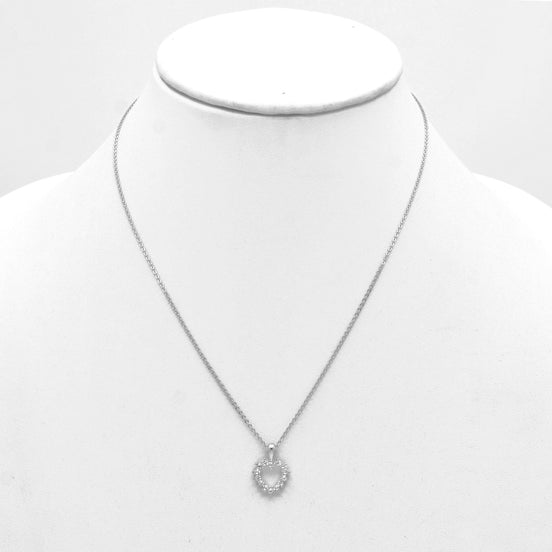 Rhodium open heart Crystal Pendant Necklace #HNN90859R(LH18)