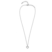 Rhodium open heart Crystal Pendant Necklace #HNN90859R(LH18)