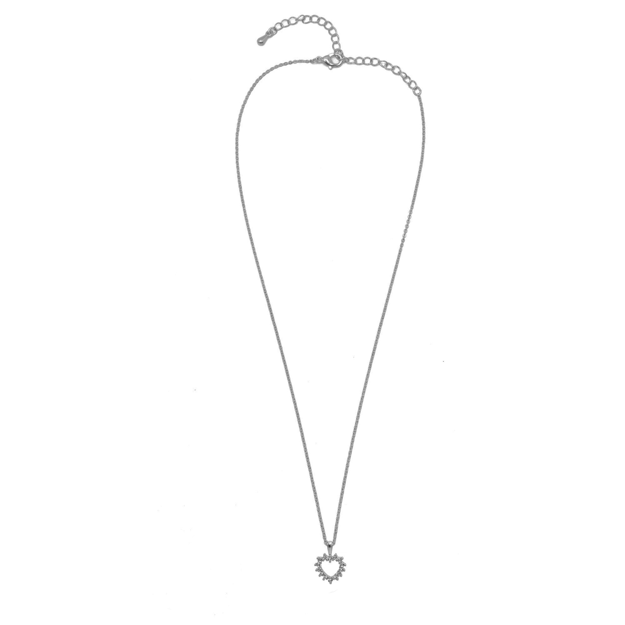 Rhodium open heart Crystal Pendant Necklace #HNN90859R(LH18)