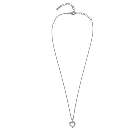 Rhodium open heart Crystal Pendant Necklace #HNN90859R(LH18)