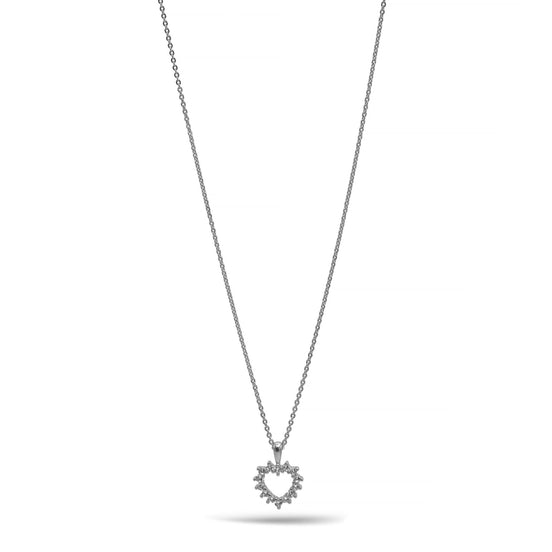 Rhodium open heart Crystal Pendant Necklace #HNN90859R(LH18)