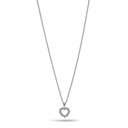 Rhodium open heart Crystal Pendant Necklace #HNN90859R(LH18)