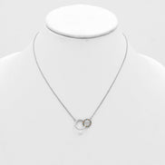 Gold Double circle crystal link necklace #HNN90861R(MB4/MF10)
