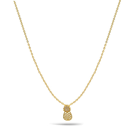 Gold Pinapple Charm Pendant Necklace #HNN90865G(SC13)