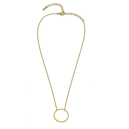 Gold circle Charm Pendant Necklace #HNN90866G(SE15)